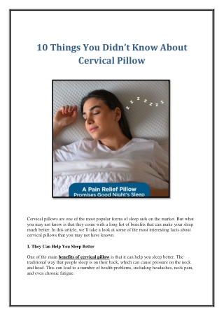 10 Things You Didn’t Know About Cervical Pillow