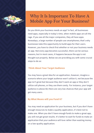 Why It Is Important To Have A Mobile App For Your Business