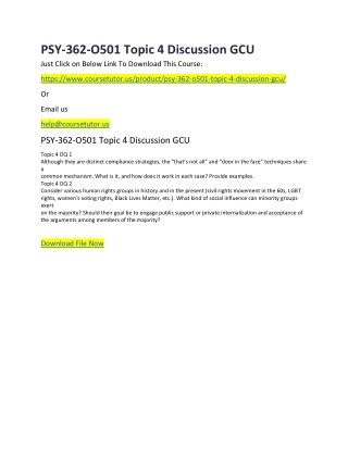 PSY-362-O501 Topic 4 Discussion GCU