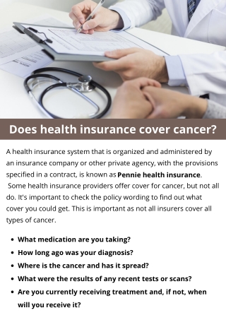 Does health insurance cover cancer