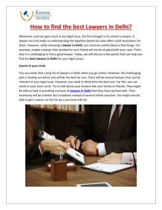 How to find the best Lawyers in Delhi