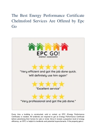 The Best Energy Performance Certificate Chelmsford Services Are Offered By EPC GO.ppt