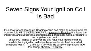 Seven Signs Your Ignition Coil Is Bad