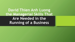 David Thien Anh Luong the Managerial Skills That Are Needed in the Running of a Business