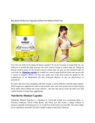 Buy Best Fat Burner Capsules Online for Reduce Extra Fat