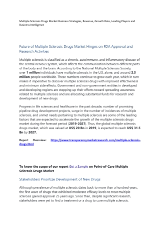 Multiple Sclerosis Drugs Market Business Strategies