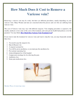 How Much Does it Cost to Remove a Varicose vein?