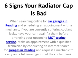 6 Signs Your Radiator Cap Is Bad