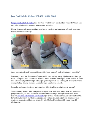 Jasa Cuci Sofa Di Medan, WA 0821 6814 0609