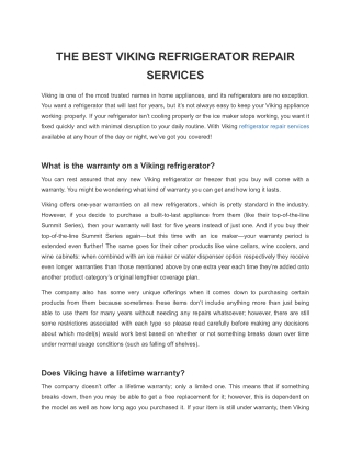 THE BEST VIKING REFRIGERATOR REPAIR SERVICES