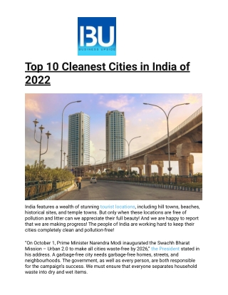 Top 10 Cleanest Cities in India of 2022