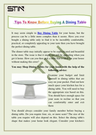 Tips To Know Before Buying A Dining Table