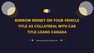 BORROW MONEY ON YOUR VEHICLE TITLE AS COLLATERAL WITH CAR TITLE LOANS CANADA