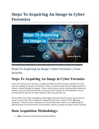 Steps To Acquiring An Image in Cyber Forensics