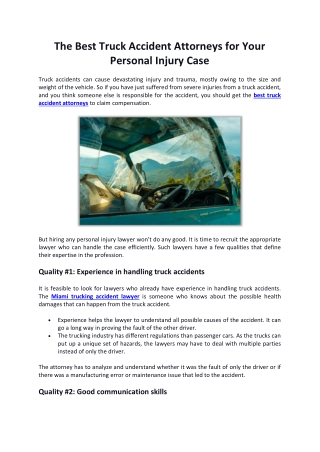 The Best Truck Accident Attorneys for Your Personal Injury Case