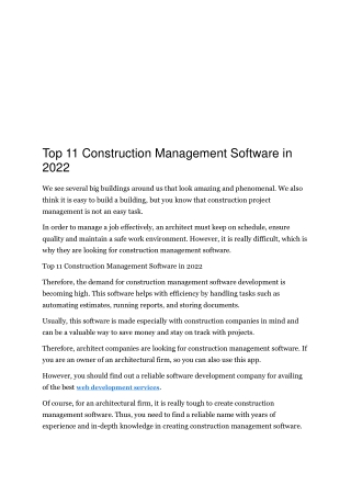 Top 11 Construction Management Software in 2022