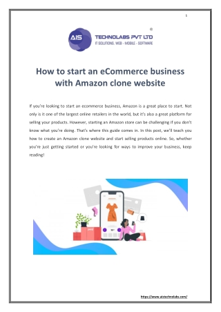 How to start an eCommerce business with Amazon clone website