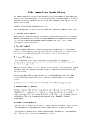 5 Things Successful Private Tutors Do Differently