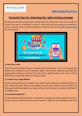 Essential tips for choosing the right pricing strategy