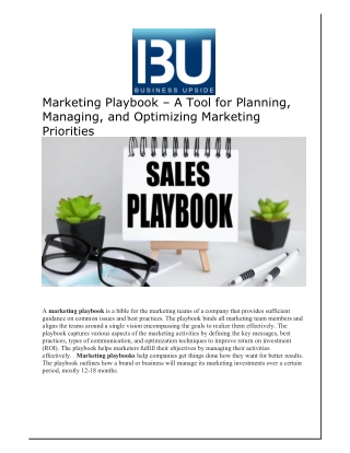 Marketing Playbook – A Tool for Planning, Managing, and Optimizing Marketing Priorities