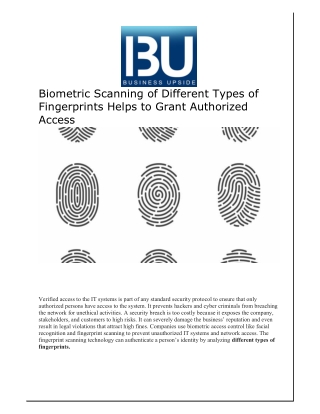 Biometric Scanning of Different Types of Fingerprints Helps to Grant Authorized Access