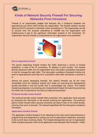 Kinds of Network Security Firewall For Securing Networks From Intrusions