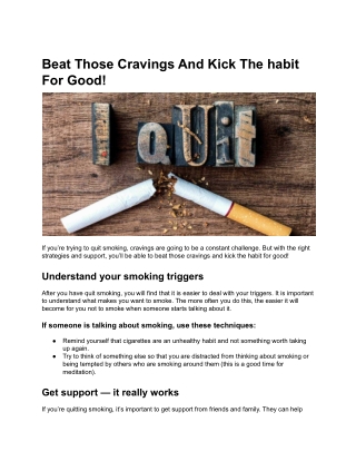 Beat Those Cravings and Kick the Habit for Good!