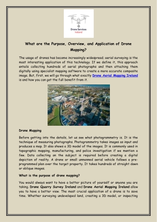 What are the Purpose, Overview, and Application of Drone Mapping?