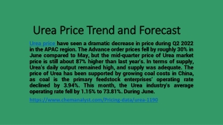 Urea pricing Trend and Forecast