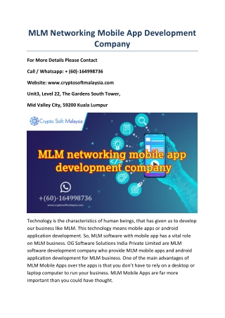 MLM Networking Mobile App Development Company