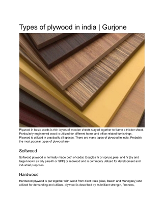Types of plywood in india _ Gurjone