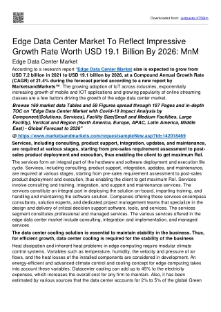 Edge Data Center Market To Surpass USD 19.1 billion Threshold By 2026