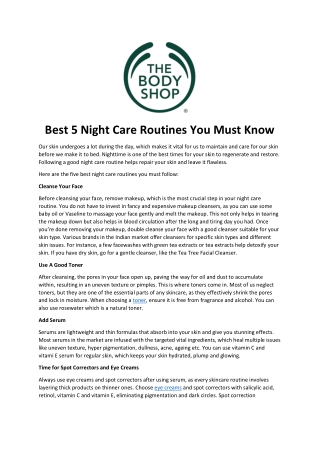 Best 5 Night Care Routines You Must Know