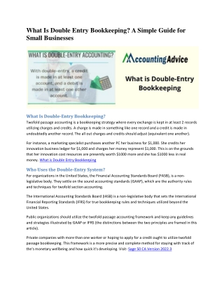 What is Double Entry Bookkeeping