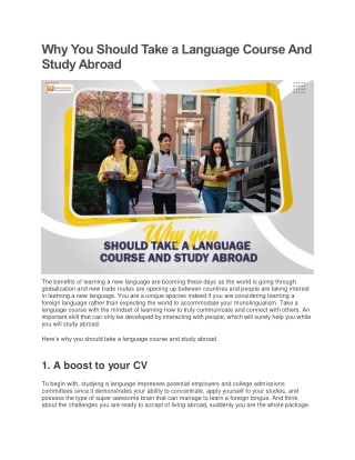 Why You Should Take a Language Course And Study Abroad
