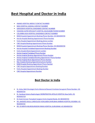 Best Hospital and Doctor in India