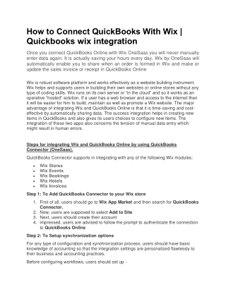 How to Connect QuickBooks With Wix
