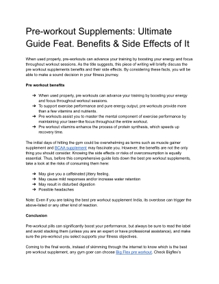 Pre-workout Supplements: Ultimate Guide Feat. Benefits & Side Effects of It