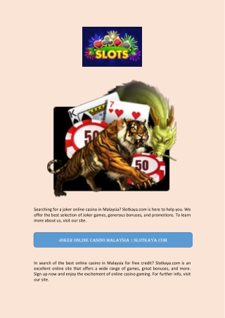 Joker Online Casino Malaysia | Slotkaya.com