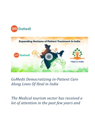 GoMedii Democratizing In-Patient Care Along Lines Of Heal in India