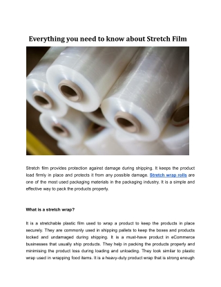 Everything you need to know about Stretch Film