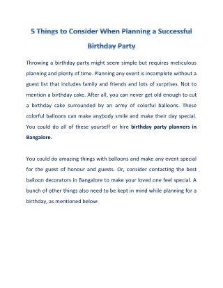 How to Organise a Successful Birthday Party? | Birthday Party Planners in Bangal