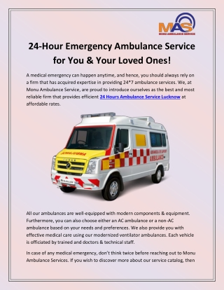 24 Hours Ambulance Service Lucknow