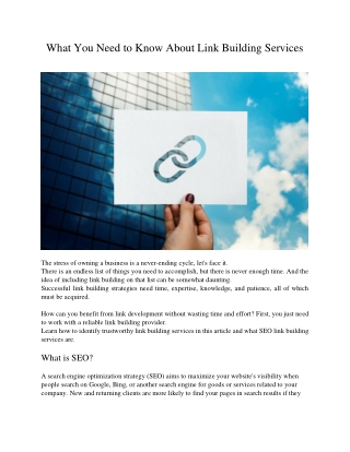 What You Need to Know About Link Building Services