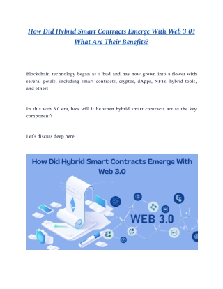How Did Hybrid Smart Contracts Emerge With Web 3.0? What Are Their Benefits?
