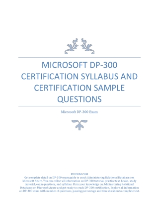 Microsoft DP-300 Certification Syllabus and Certification Sample Questions