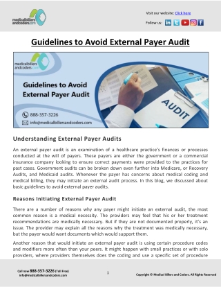 Guidelines to Avoid External Payer Audit