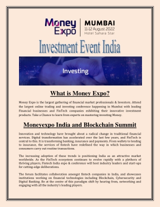 Investment Event India