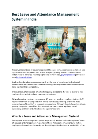 Best Leave and Attendance Management System in India