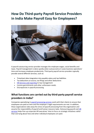 How Do Third-party Payroll Service Providers in India Make Payroll Easy